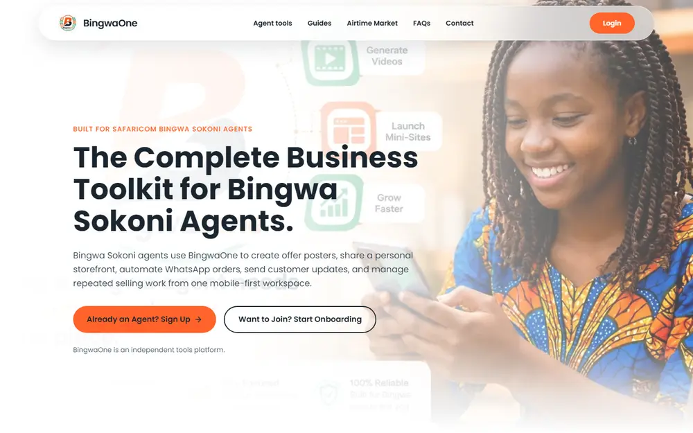 BingwaOne — A unified platform for managing the sales and daily operations of Bingwa Sokoni agents.
