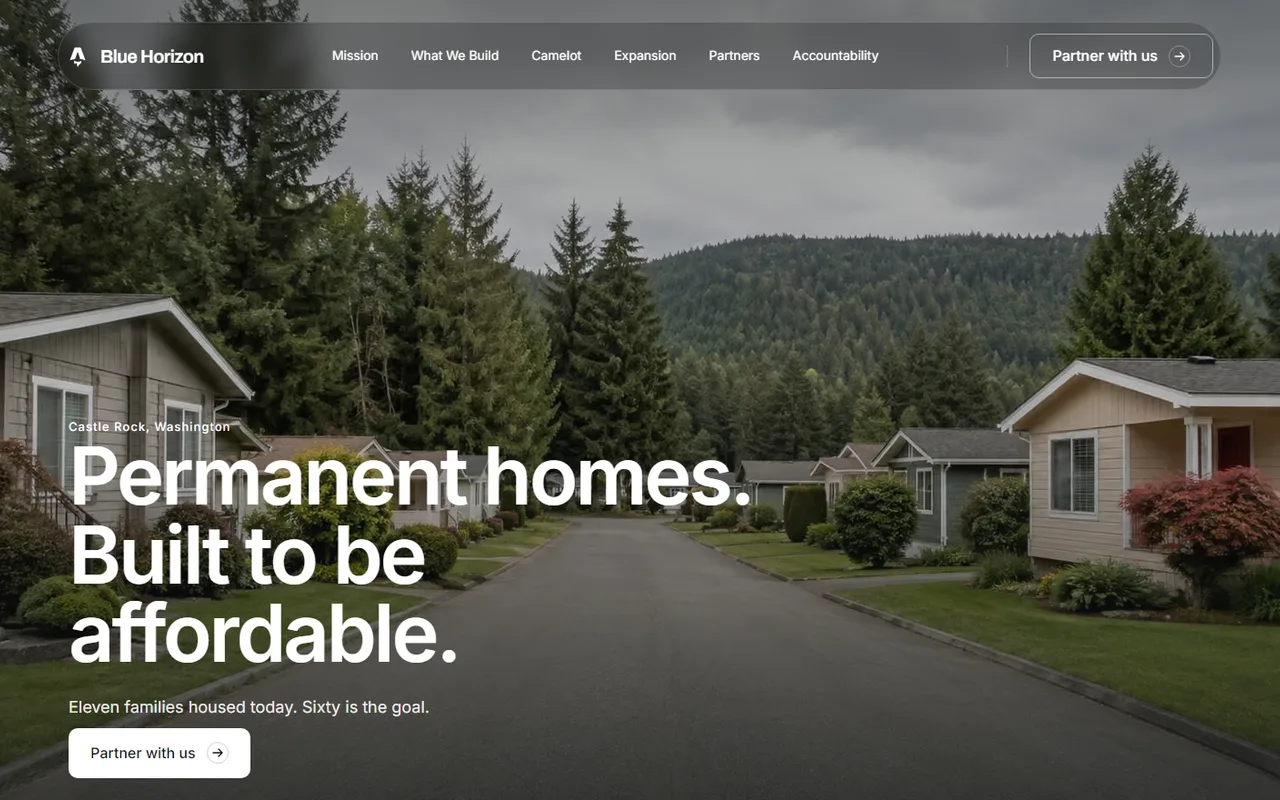 Blue Horizon Estates — A public home for a rural affordable-housing developer — the mission, the homes already delivered, and the partners it needs to reach the next stage.