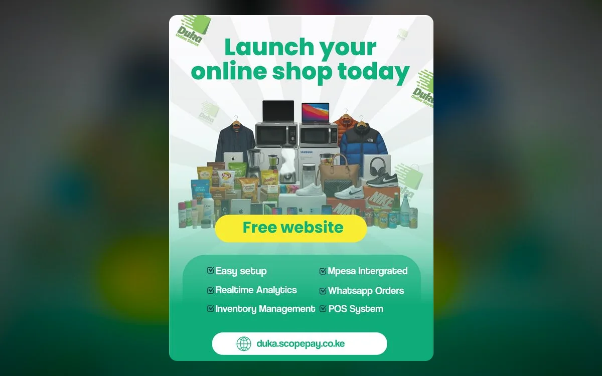 Duka Online Stores — Launch Poster — A platform launch poster that makes an abstract product tangible.