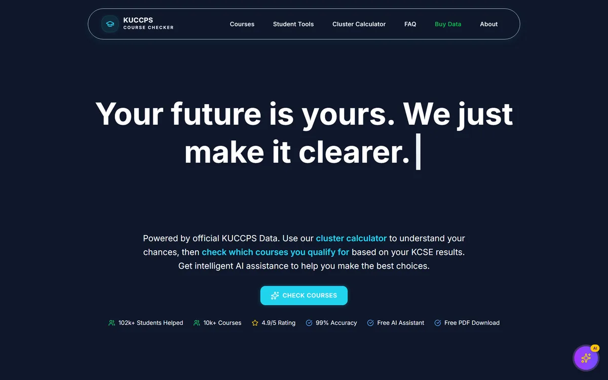 KUCCPS Course Checker — A placement tool that tells students exactly which courses their grades qualify them for.