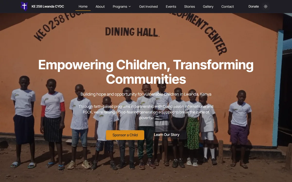 Lwanda Child Development Centre — A digital home for a faith-based child development centre — sponsorship, stories and giving in one place.