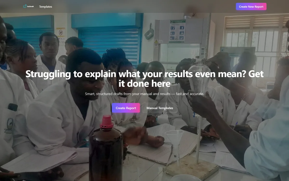 SciDraft — Turns a lab manual and a set of raw results into a structured university science report.