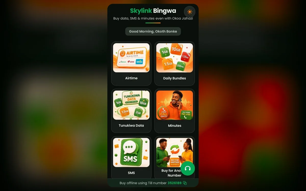 Skylink Bingwa — A mobile platform that makes buying Safaricom bundles faster and easier for Skylink customers.